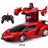 1 18 Remote Control Transforming Car Induction Transforming Robot Rc Car Children Racing Car Model Toys For Boys without battery red rambo 1 18