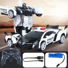 1:18 Remote Control Car Electric One-button Deformation Simulation Car Model 278 Rechargeable Frosted Rc Car black and white 1:18