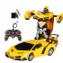 1 18 Remote Control Transforming Car One button Deformation Robot Cars Toys For 3 11 Years Old Kids As Gifts Yellow  battery version  1 18