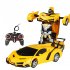 1 18 Remote Control Transforming Car One button Deformation Robot Cars Toys For 3 11 Years Old Kids As Gifts Yellow  battery version  1 18