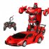 1 18 Remote Control Transforming Car One button Deformation Robot Cars Toys For 3 11 Years Old Kids As Gifts Red  rechargeable version  1 18