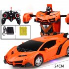 1:18 Remote Control Transforming Car Induction Transforming Robot Rc Car Children Racing Car Model Toys For Boys Charging Orange/Rambo 1:18