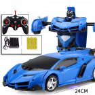 1:18 Remote Control Transforming Car Induction Transforming Robot Rc Car Children Racing Car Model Toys For Boys Charging Blue/Rambo 1:18