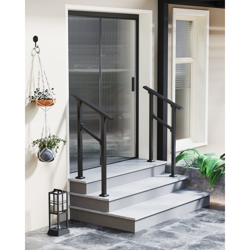 1-2 Step Outdoor Step Handrail With An Extensive Adjustment Range of 0-65° + 36