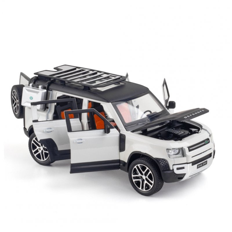 1:24 Alloy Pull-back Car Model Ornaments Simulation Off-road Vehicle With Sound Light For Kids Gifts White