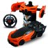 1 24 Deformation Remote Control Car Electric Robot Children Toy Gift Black and white car 1 24