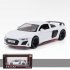1 24 R8 Alloy Sports  Car  Model  Toy Simulation Sound Lights Pull Back Car With Refined Interior Exterior Collection Gifts White