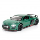 1:24 R8 Alloy Sports  Car  Model  Toy Simulation Sound Lights Pull Back Car With Refined Interior Exterior Collection Gifts Green