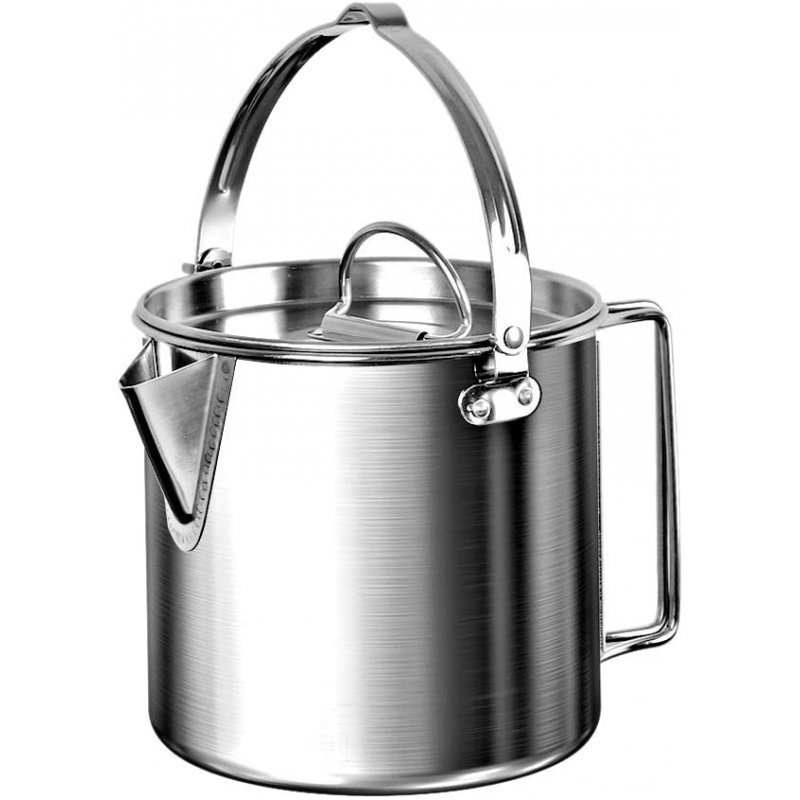 1.2L Outdoor Camping Kettle Stainless Steel Cooking Kettle Lightweight Camping Pot For Hiking Backpacking Picnic  Silver