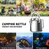 1 2L Outdoor Camping Kettle Stainless Steel Cooking Kettle Lightweight Camping Pot For Hiking Backpacking Picnic  Silver