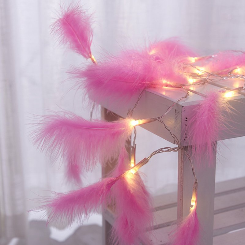 1.2M 10LEDs Feather String Light Night Light for Christmas Festivals Weddings Decoration pink feather_1.2 meters 10 lights
