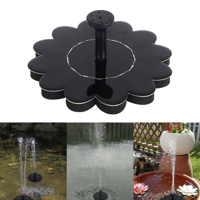 1.2W 5V IP68 160L/H Round Model Solar Outdoor Garden Portable Water Pump Fountain Kit black