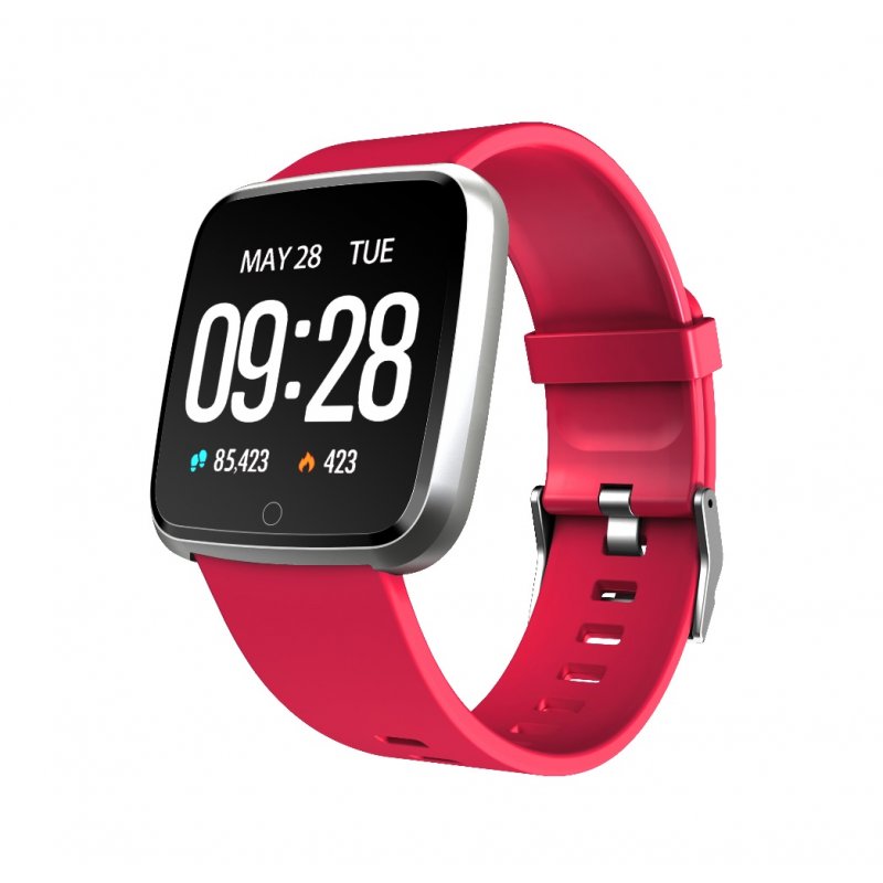 1.3 Inch Color Screen Exercise Heart Rate Blood Pressure Sleep Detection Call Alert Smart Bracelet Red silicone strap