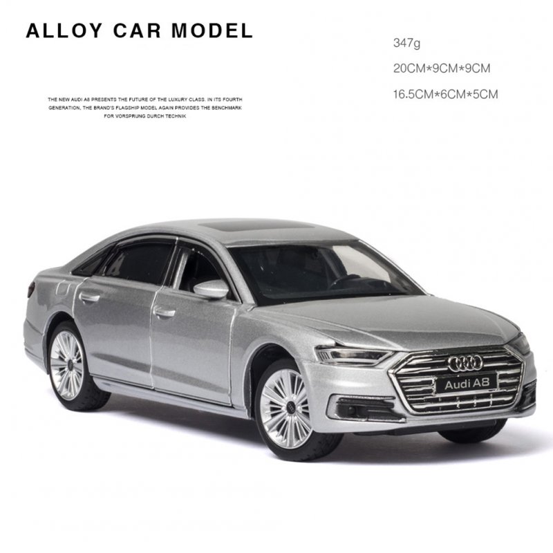 1:32 Alloy Car Model Collectiion 6 Openable Doors Return Power Music Light Toy Silver