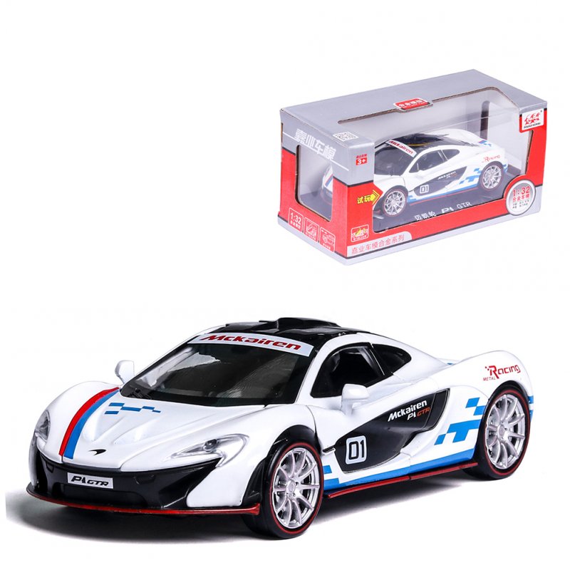 1:32 Alloy Simulate Racing Car Model Toy with Light Sound Function for McLaren P1 (Box Packing) white