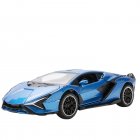 1/32 Alloy Sports Car Model Ornaments Simulation 4-door Openable Diecast Vehicle With Sound Light For Boys Gifts Collection blue