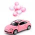 1 32 Simulation Alloy Car Model With Base Die cast Pull back Vehicle With Light Sound Openable Door Christmas Gifts For Boys Girls Pink