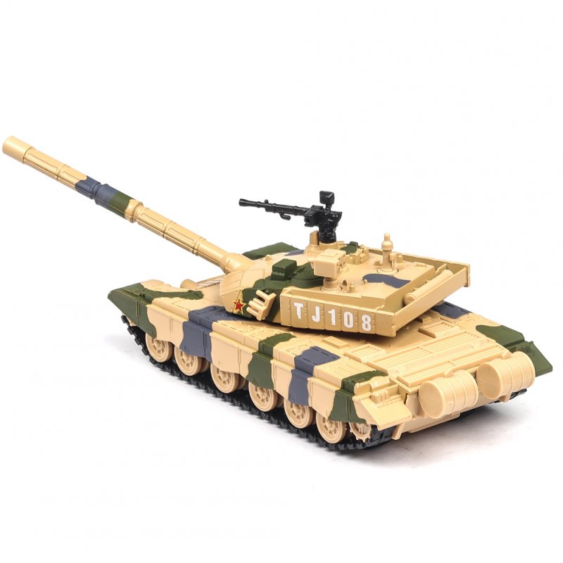 1:32 Simulation Camouflage Tank Model Light Effect Alloy Pull Back Toy Car Collection Camouflage yellow