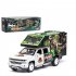 1 32 Simulation Car Model Dinosaur Transport Vehicle Light Sound Doors Open Alloy Pull Back Toy Gift Collection white