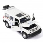 1:32 Simulation SUV Police Car Model Light Sound Effect Doors Open Alloy Pull Back Auto Toy Gift Collection white