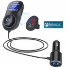 1.4 Inch Display Bluetooth FM Transmitter, Wireless Radio Adapter <span style='color:#F7840C'>Car</span> Kit Hands-free Calling with Quick Charge 3.0 And 5V/1A Dual USB Ports Support TF Card AUX Input/Output(Air Vent Holder Include)