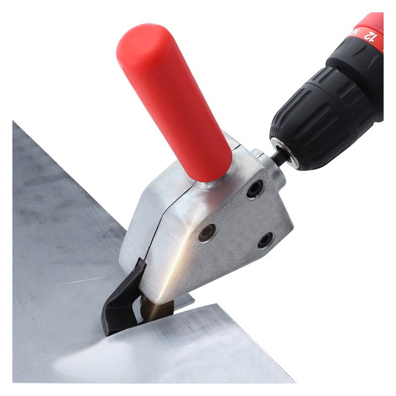 1/4in Nibble Metal Cutting 6.35 Sheet Metal Nibble Cutter HCS Drill Shear Attachment Electric Scissors for Power Tool Accessories Red + silver