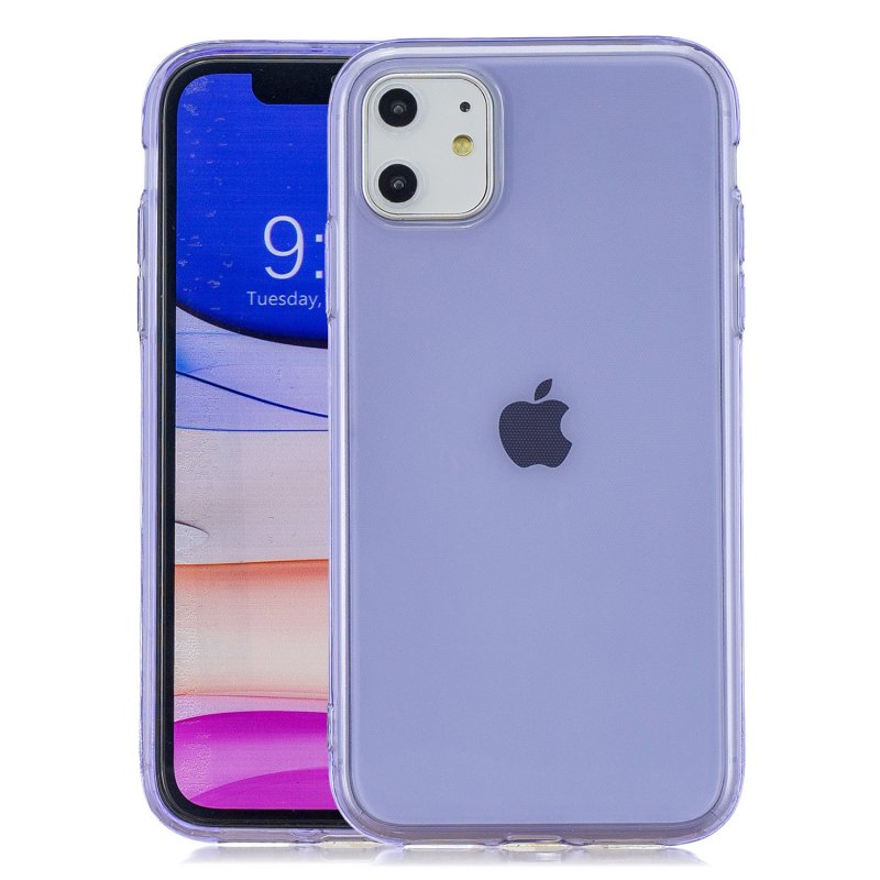 for iPhone 11 / 11 Pro / 11 Pro Max Clear Colorful TPU Back Cover Cellphone Case Shell Purple