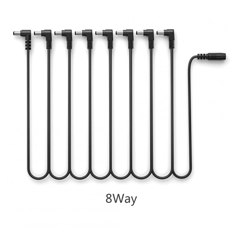 9V DC 1 to 3/4/5/6/8 Way Bend Angle Plug Daisy Chain Adaptor Cable Power Cord for Electric Guitar Effects Pedals  8-way
