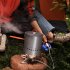 1 5l Outdoor Portable Heat Collection Tableware with Folding Handle Cooking Set for Camping Hiking Grey