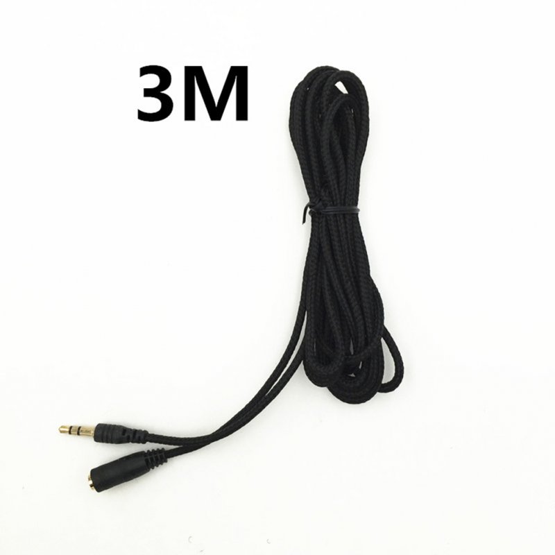 1.5m/2m/3m 3.5mm Jack Female to Male Earphone Headphone Stereo Audio Extension Cable Cord for Speaker Phone Nylon Wire 3 m