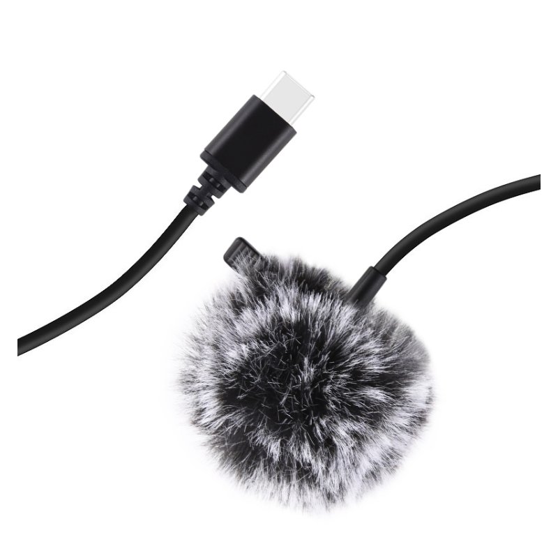 1.5m Clip-on Microphone Collar Tie Mobile Phone Lavalier Microphone Mic for ios Android Cell Phone Laptop Type-C interface