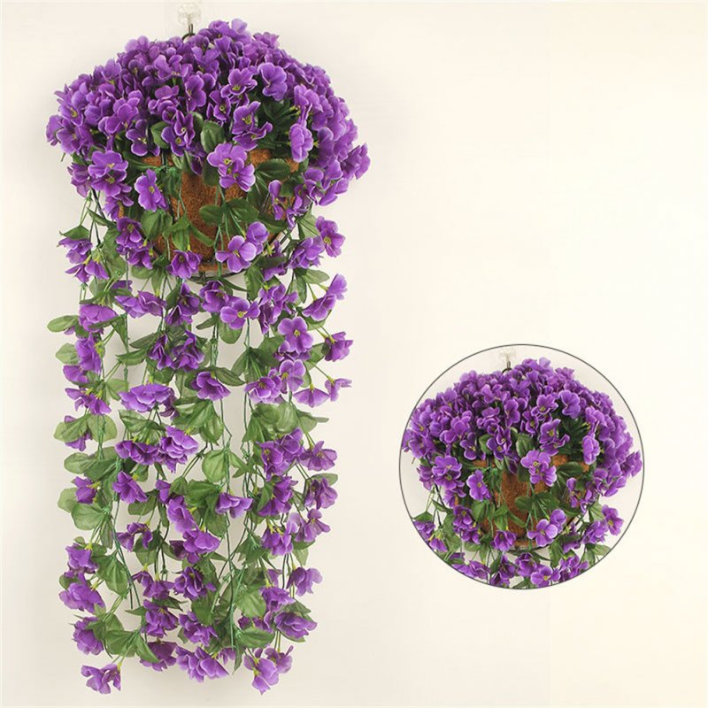 1 Bunch  Of Wall-mounted  Flower Silk Flower Simulation Chlorophytum Decorative Fake Flower blue purple