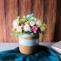1 Bunch Vivid Artificial  Flower Colored French Style Rose Hand Bouquet Wedding Flowers Wall Diy Decoration Photography Props Blue 5 heads