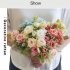1 Bunch Vivid Artificial  Flower Colored French Style Rose Hand Bouquet Wedding Flowers Wall Diy Decoration Photography Props Light yellow 5 heads