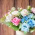 1 Bunch Vivid Artificial  Flower Colored French Style Rose Hand Bouquet Wedding Flowers Wall Diy Decoration Photography Props White 5 heads