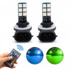 1 Pair 12V 881 5050 RGB LED 12SMD Car Led Headlights Fog  Lights Remote Control Color Retrofit Lights Bagged