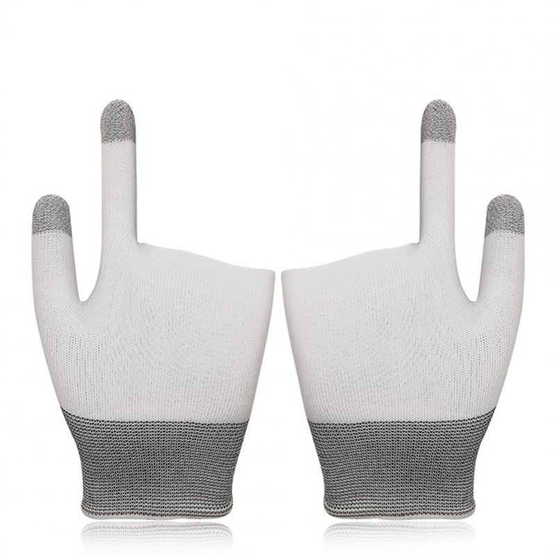1 Pair 2-finger Gaming Gloves Breathable Anti-sweat Compatible For Pubg Gaming Eat Chicken Touch-screen Fingertips white pair