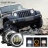 1 Pair 4Inch Round Led Fog Lights 30W 6000K White Halo Ring DRL Off Road Fog Lamps For Jeep Wrangler   2 pieces of golden light 