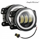 1 Pair 4Inch Round Led Fog Lights 30W 6000K White Halo Ring DRL Off Road Fog Lamps For Jeep Wrangler  (2 pieces of golden light)