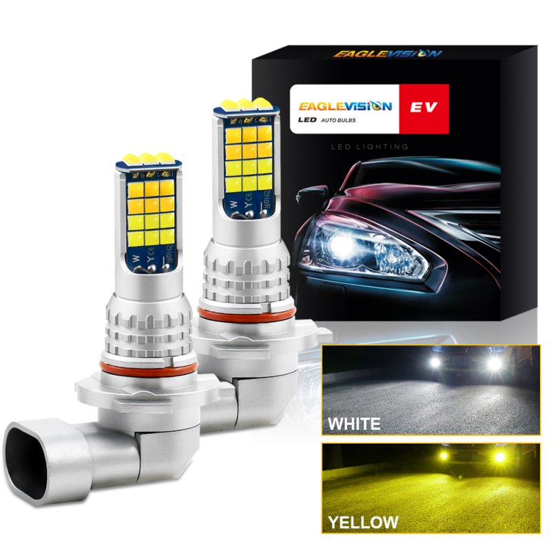 1 Pair Aluminum Car V6 High-brightness Dual-color Fog Lamp Car Light 9006