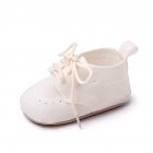 1 Pair Baby Girls Boys Toddler Shoes Non-slip Wear-resistant Soft Sole Lace Up Solid Color Sneakers White 3-6M Bottom length 11cm