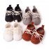 1 Pair Baby Girls Boys Toddler Shoes Non slip Wear resistant Soft Sole Lace Up Solid Color Sneakers White 6 9M Bottom length 12cm