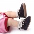 1 Pair Baby Girls Boys Toddler Shoes Non slip Wear resistant Soft Sole Lace Up Solid Color Sneakers black 6 9M Bottom length 12cm