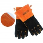 1 Pair Bbq Gloves Thickened Lengthened High Temperature Resistant Outdoor Barbecue Protective Gloves orange