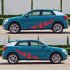 1 Pair Car Stickers Racing Sports Stripe Grid Totem Auto Side Body Decals Car Sticker red