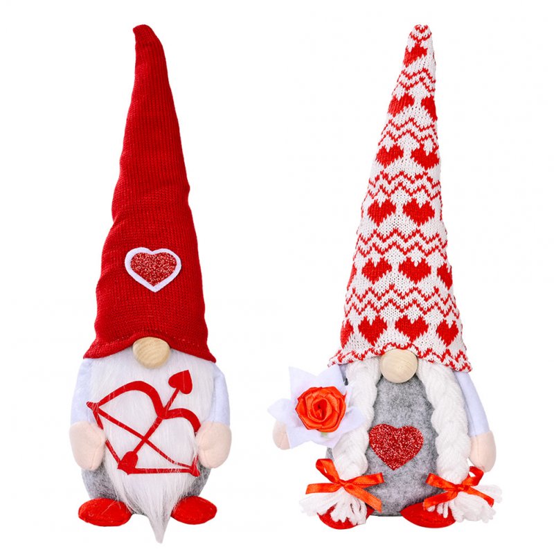 1 Pair Cloth Art Love Faceless  Doll  Ornaments Cute Valentines Day Plush Toys Holiday Shop Window Home Office Desk Decor Gifts Men + Women