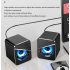 1 Pair Computer  Speakers Led Colorful Luminous Wired Gaming Mini Speaker Desktop Laptop Accessory White with light