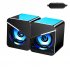 1 Pair Computer  Speakers Led Colorful Luminous Wired Gaming Mini Speaker Desktop Laptop Accessory White with light