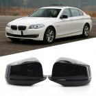 1 Pair Door Side Rearview Mirror Covers Caps Compatible For 5 Series F10 F18 520i 523i 525i 528i 530i 535i 2011-2013 Replaces 51167216369 51167216370 glossy black