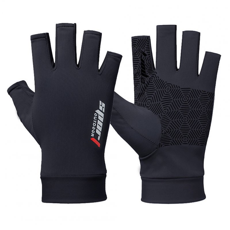 1 Pair Fishing Gloves Outdoor Fishing Protection Anti-slip Half Finger Sports Fish Equipment Half finger black_One size